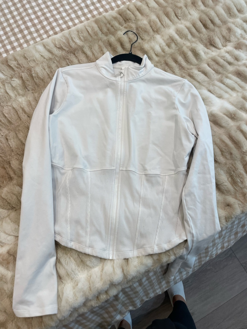 ALO Yoga Ivory Airbrush Corset Full Zip Jacket
